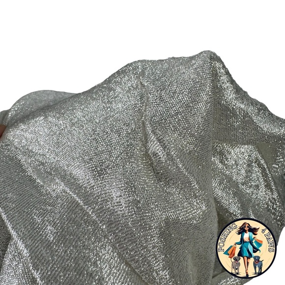 Redemption for FWRD Long Sleeve Metallic Deep V Party Dress in Silver Size XS - Picture 15 of 16